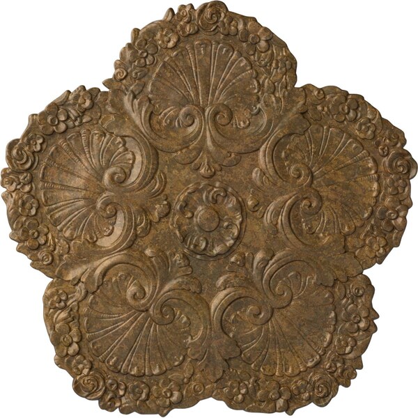 Ekena Millwork Shell Ceiling Medallion, Hand-Painted Rubbed Bronze, 25 5/8"OD x 1"P CM25SHRZS - main
